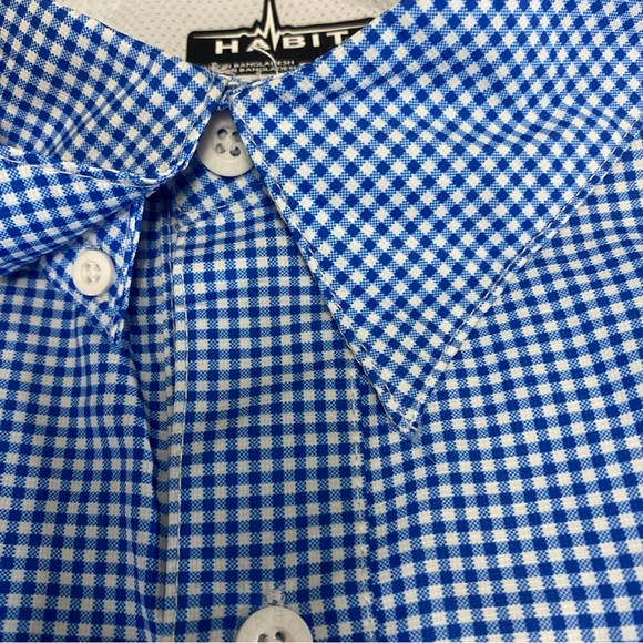 HABIT Fishing Shirt Men's Size L 40+Solar Factor Button Down Vented Blue Plaid - Picture 5 of 10